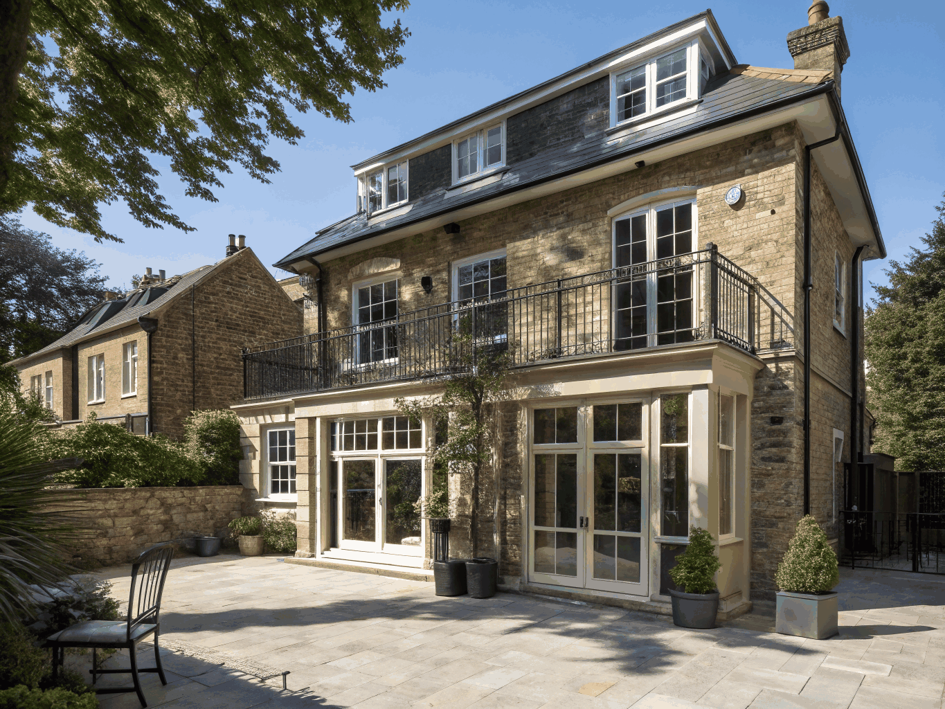 Fulham structural glazed extension with architectural steel framework