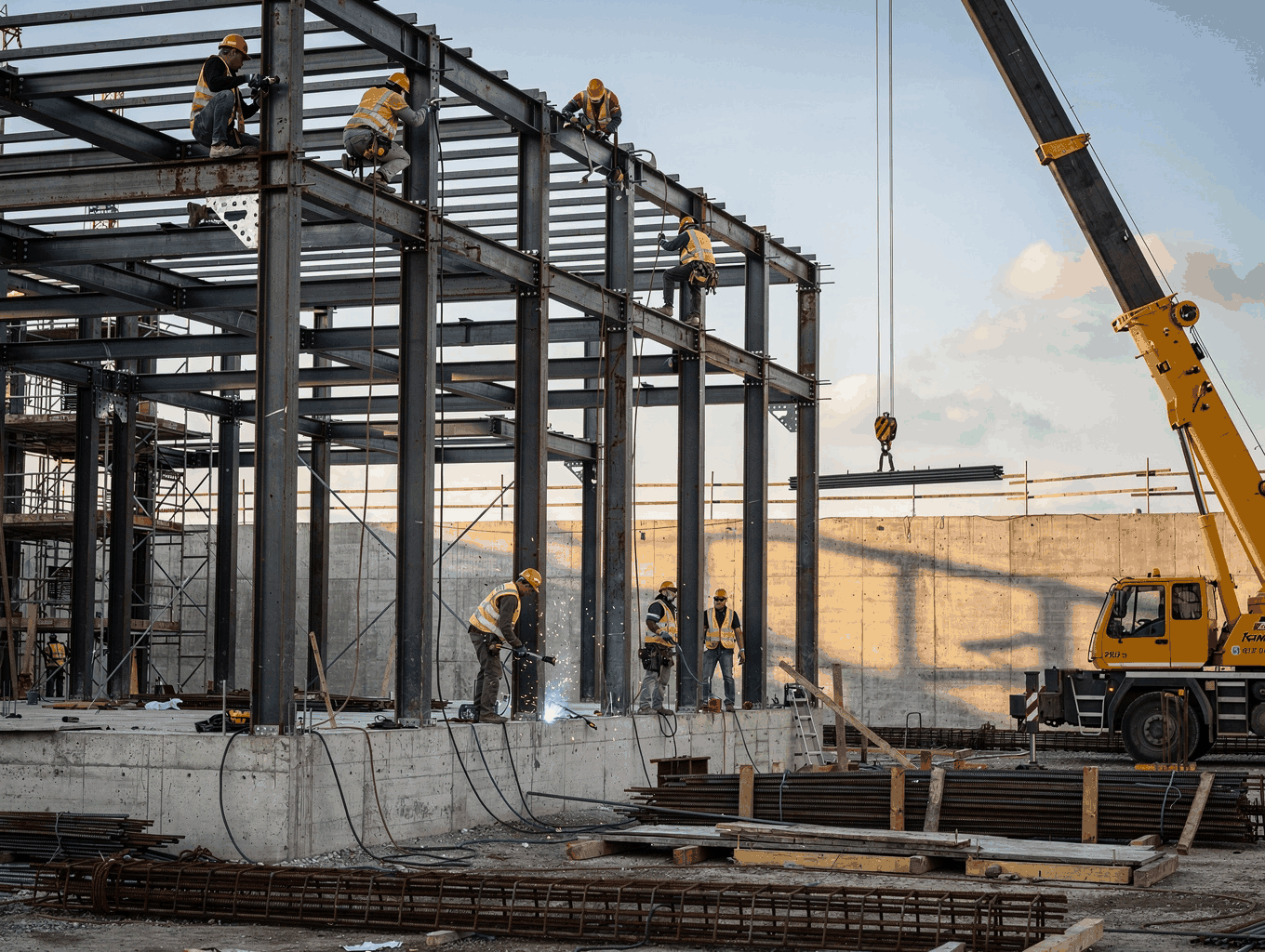 Installation of load-bearing structural steel beams in a residential home